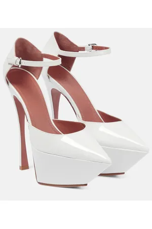 Amina Muaddi Pumps Angelica con plateau in pelle verniciata