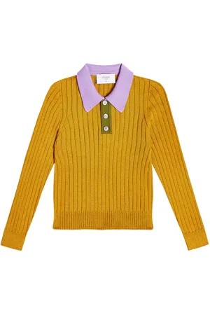 PAADE Top polo in maglia di misto lana a coste