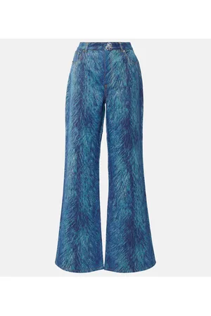 AREA Jeans flared con stampa di pelliccia