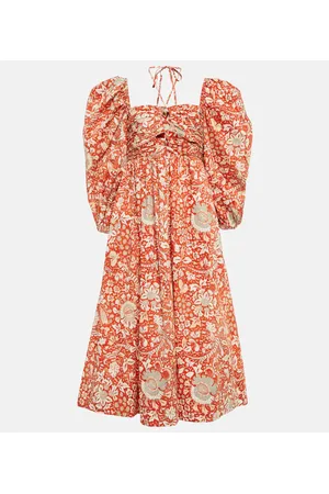 ULLA JOHNSON Abito midi Alessa in cotone con stampa