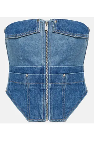 DION LEE Top a corsetto Workwear in denim
