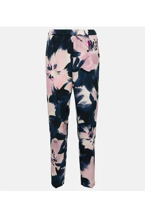 DRIES VAN NOTEN Pantaloni slim a vita alta con stampa