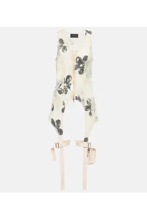 Simone Rocha Top in tulle con zip e paillettes