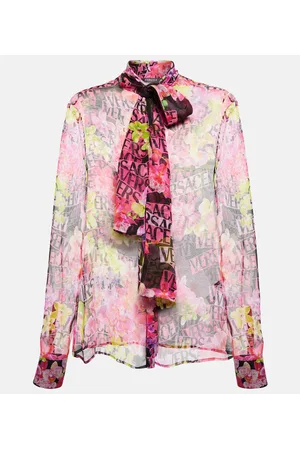 VERSACE Blusa in chiffon di misto seta