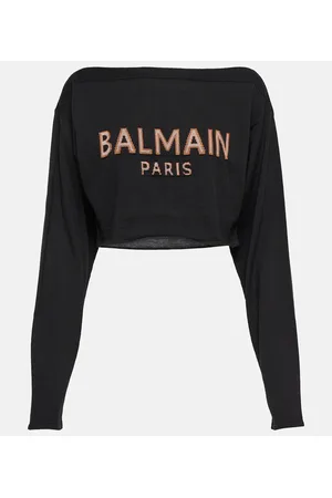 Balmain Pullover cropped in misto lana