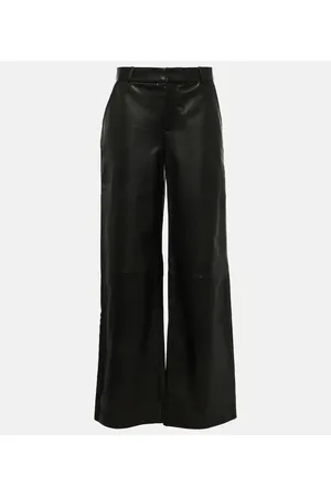 Frame Pantaloni in pelle a gamba larga