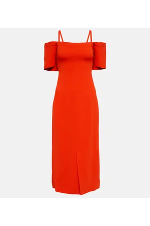 Victoria Beckham Abito midi in cady con scollo bardot