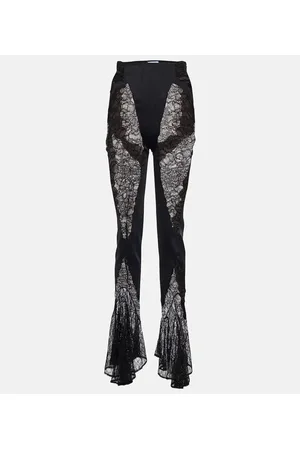 MUGLER Pantaloni flared in pizzo a vita alta