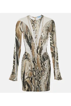 MUGLER Miniabito in tulle e jersey