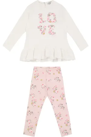 MONNALISA Top e leggings in cotone con stampa floreale