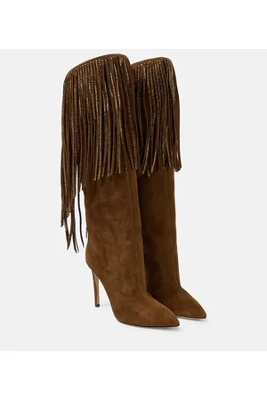 PARIS TEXAS Stivali in suede con frange e cristalli