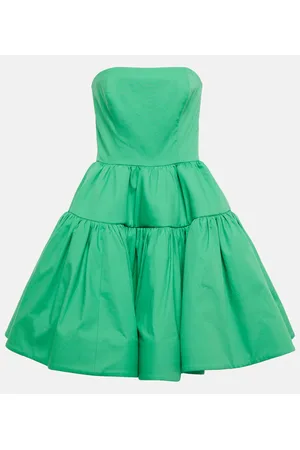 Oscar de la Renta Miniabito in popeline di cotone con balze