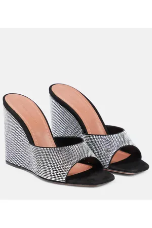 Amina Muaddi Mules Lupita in suede con zeppa