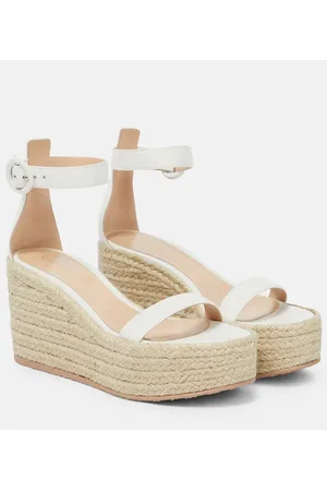 Gianvito Rossi Sandali espadrillas Portofino in pelle con zeppa