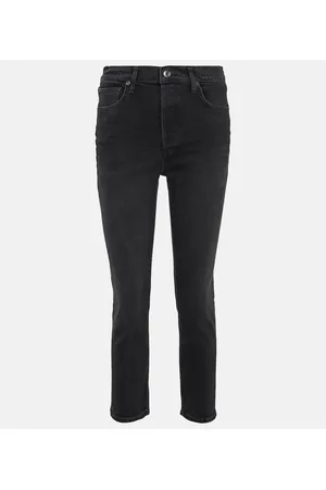 AGOLDE Jeans slim cropped Riley a vita alta