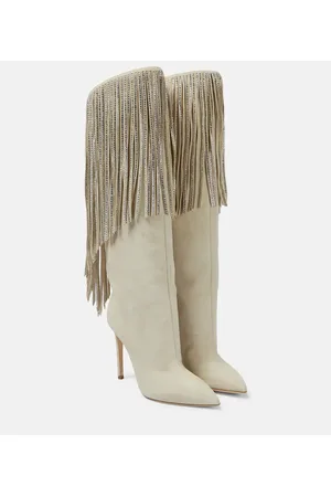 PARIS TEXAS Stivali in suede con frange e cristalli