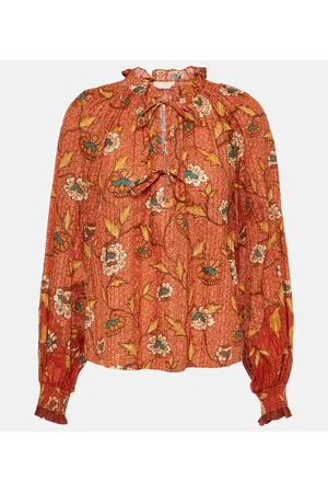 ULLA JOHNSON Blusa Kaitlyn in misto cotone con stampa
