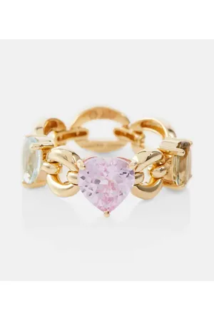Nadine Aysoy Anello Catena Petite in oro 18kt con topazio, ametista e zaffiro