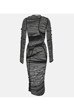 MUGLER Abito midi in mesh