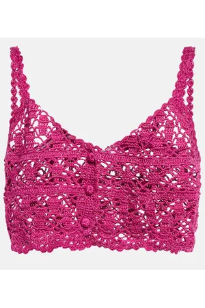 ANNA KOSTUROVA Top cropped Bianca in crochet di cotone