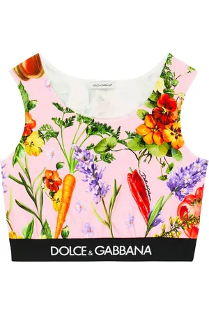 Dolce & Gabbana Top cropped in misto cotone con stampa