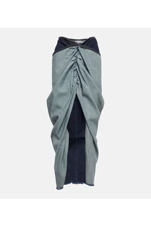 Alaïa Alaïa Gonna lunga in denim drappeggiato