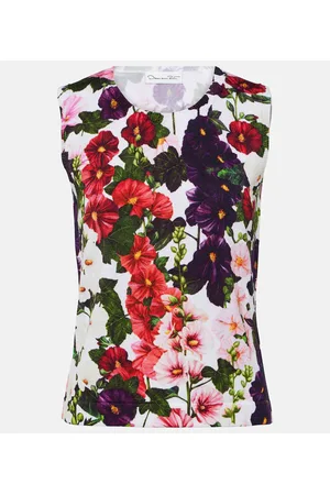 Oscar de la Renta Tank top in misto cotone con stampa