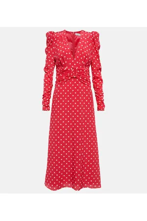 Alessandra Rich Abito midi in seta a pois