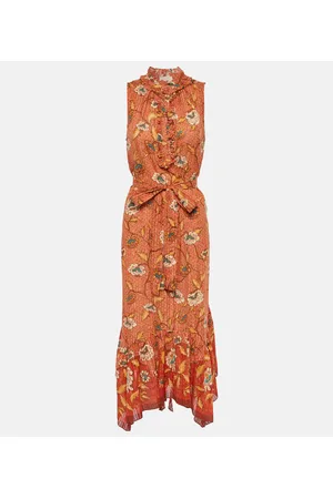ULLA JOHNSON Abito midi Beverly in misto cotone