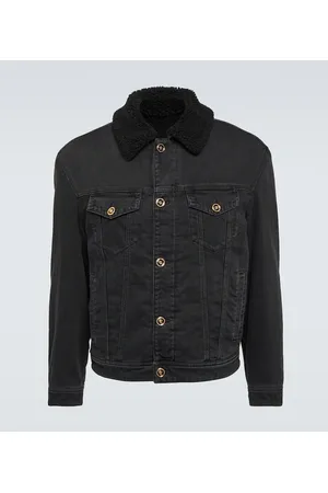 VERSACE Giacca di jeans con shearling sintetico