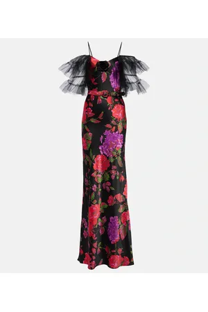 RODARTE Abito lungo in seta con tulle
