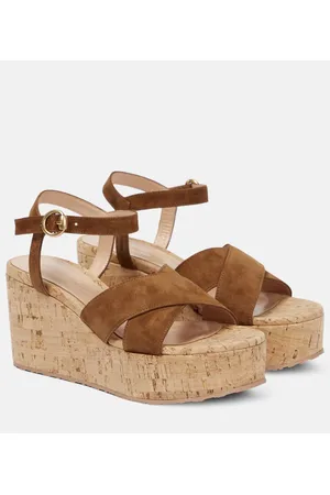 Gianvito Rossi Sandali in suede con zeppa
