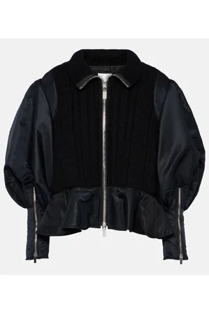 NOIR KEI NINOMIYA Bomber Peplum in lana e tessuto tecnico