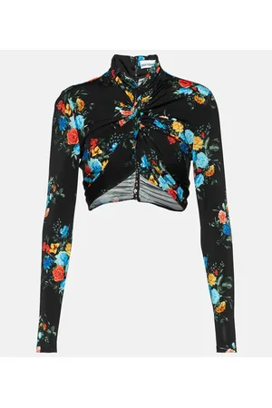 Paco rabanne Top cropped in jersey con stampa