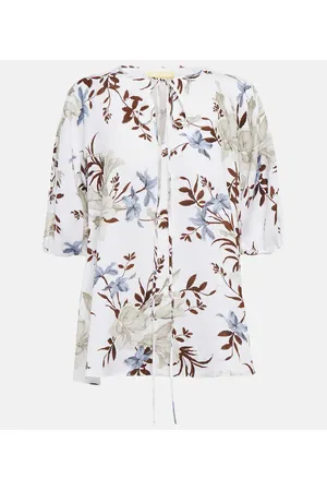 Erdem Blusa Eleni in lino con stampa