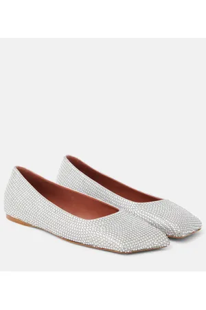 Amina Muaddi Ballerine Ane in suede con cristalli