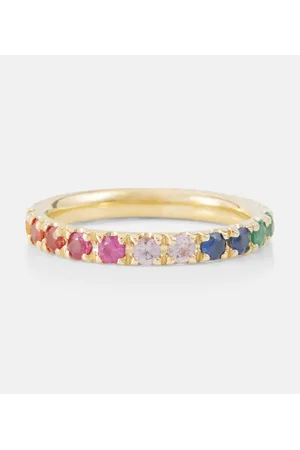 Sydney Evan Anello eternity Rainbow Large in oro 14 kt con zaffiri, rubini, ametiste e smeraldi