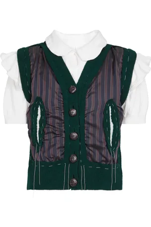 Maison Margiela Gilet in lana e cotone a righe