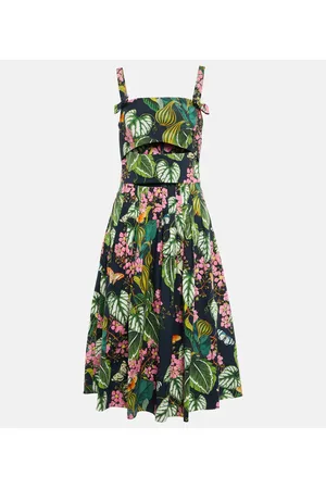 Oscar de la Renta Abito midi in popeline di cotone