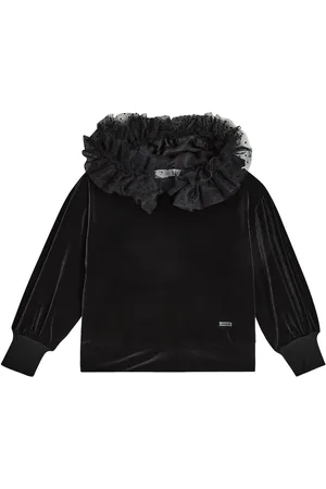 MONNALISA Felpa con cappuccio in velluto con tulle