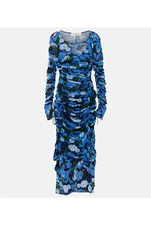 Diane von Furstenberg Abito midi Corinne in mesh con stampa