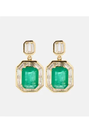 Shay Orecchini Halo in oro 18kt con smeraldi e diamanti