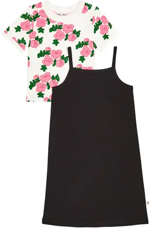 Mini Rodini Abito e T-shirt Roses in jersey