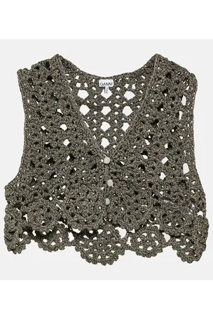 Ganni Top in crochet di misto cotone