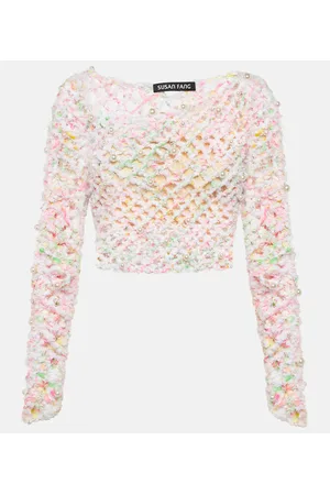SUSAN FANG Top in crochet con scollo bardot