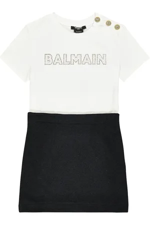 Balmain Abito in jersey di cotone con logo