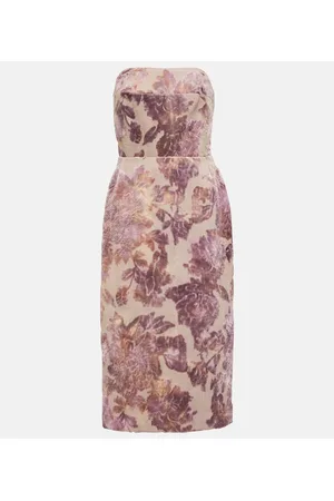 DRIES VAN NOTEN Abito midi in velluto senza spalline