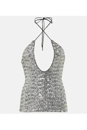 The Attico Top Alix in tulle con paillettes