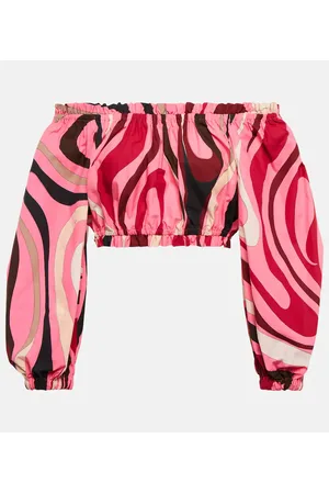 Puccini Top cropped Marmo in cotone