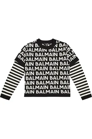 Balmain Pullover in misto lana con logo